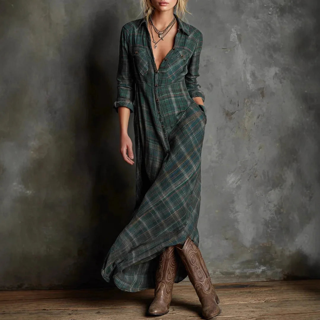 Marielle | Plaid Maxi Shirt Dress
