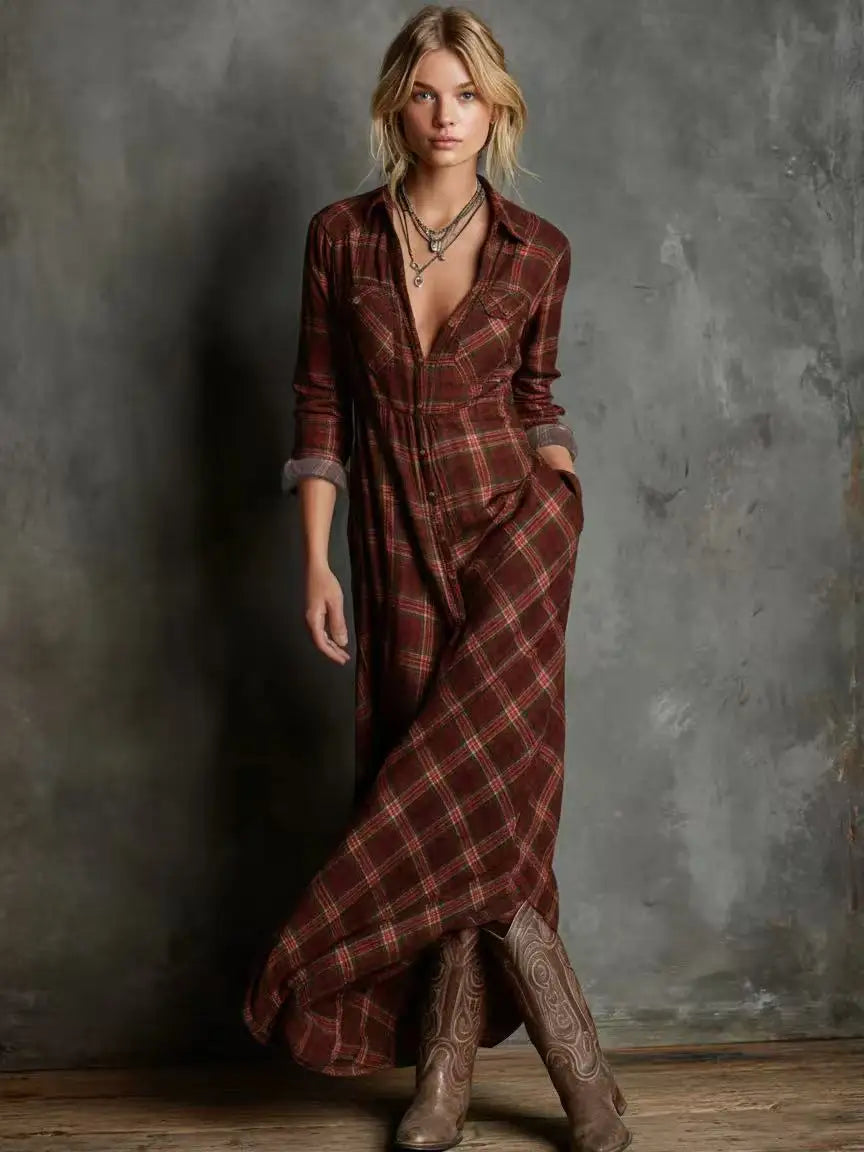 Marielle | Plaid Maxi Shirt Dress
