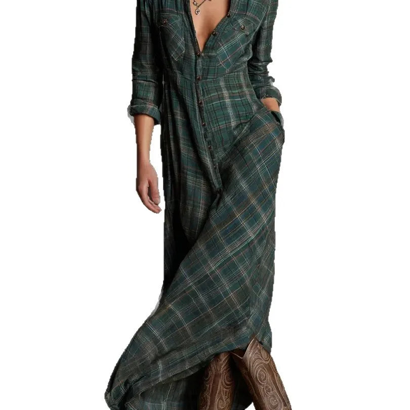Marielle | Plaid Maxi Shirt Dress