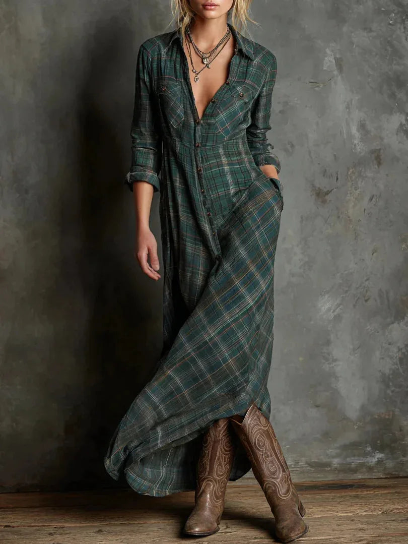Marielle | Plaid Maxi Shirt Dress