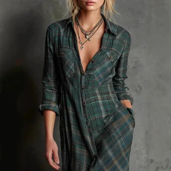 Marielle | Plaid Maxi Shirt Dress